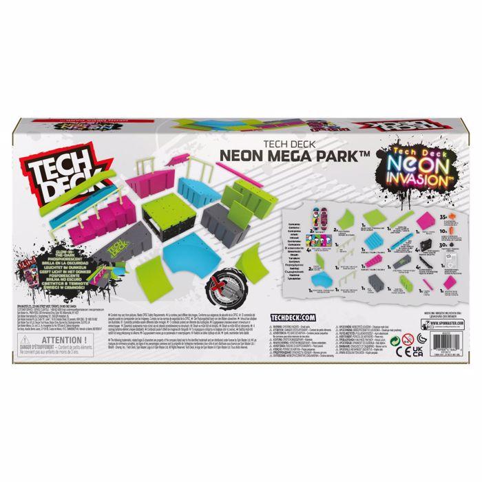 Tech Deck  Neon Mega Park X-Connect Creator, Prosarmosimo Glow-in-The-Dark Ramp Paketo Me 2 Blind Skateboard Fingerboards, 90+Temaxia